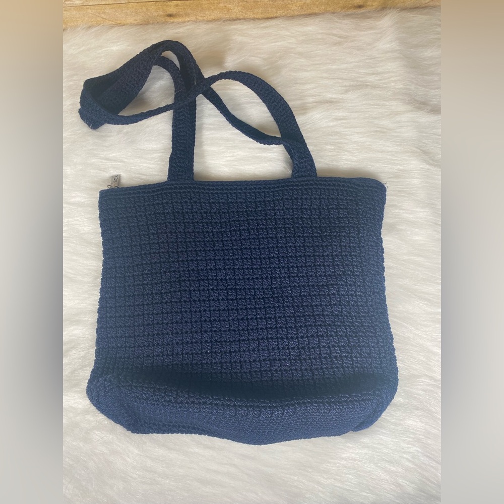 THE SAK Crochet Shoulder Bag Purse Navy Blue - Picture 2 of 9